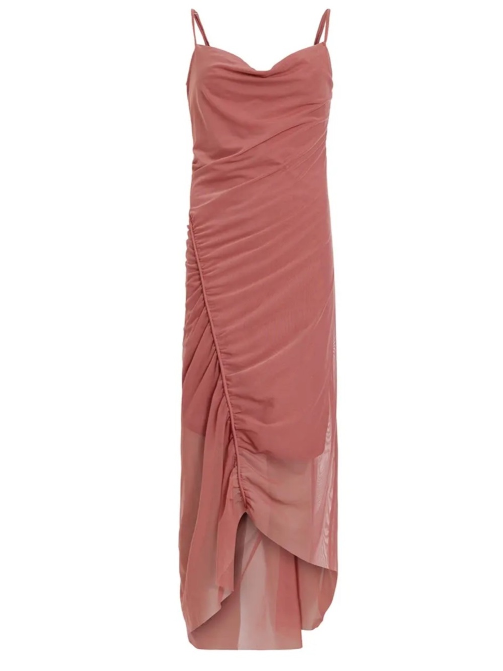 All Saints Ulla Mesh Slipdress in Rich Pink
